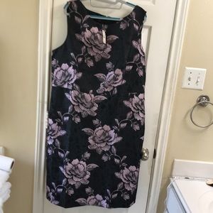 Talbots Purple and Black Sheath Midi Dress Scoop Neck Sleeveless